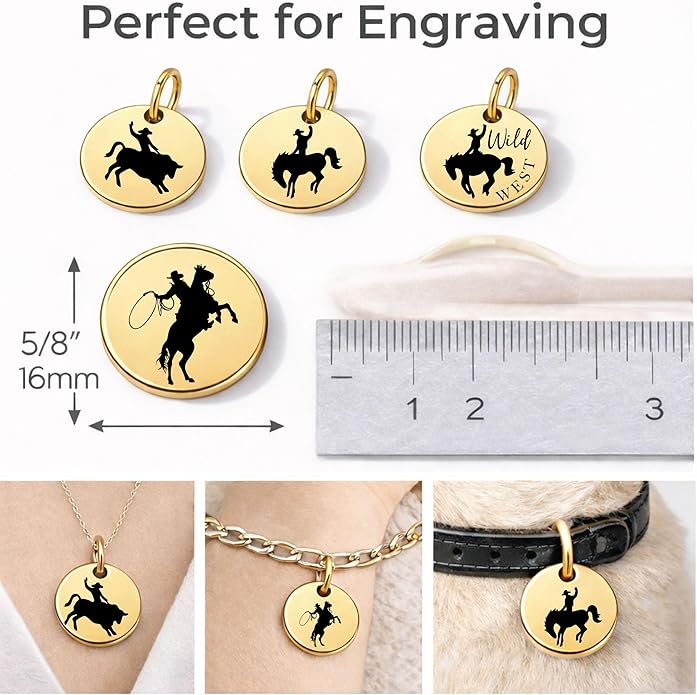 SM Design Western Charm Set of 4 – Stainless Steel Western Charms for Bracelets & Necklaces – Cowgirl, Ranch & Country Style Jewelry Charms – Western Gift for Women & Moms