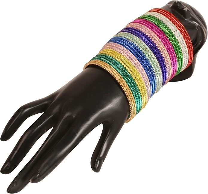 Touchstone indian bangles bracelets for women colorful churiyan set return gifts jewelry chudiya bulk pack bollywood metal bangle sets 12 textured vintage colors. Set of 144