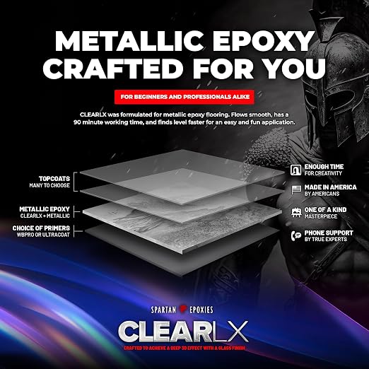Clear LX Metallic Epoxy Floor Coating System, Low VOC, Food Safe, Self Leveling - Image 4