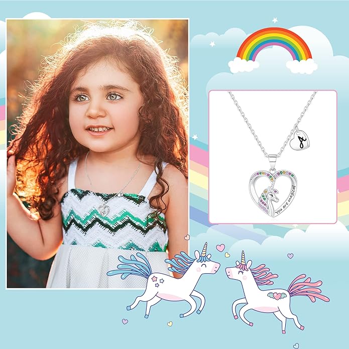 Unicorn Necklace for Girls Gifts for Girls Little Girl Jewelry Birthday Gift for Girl Daughter Granddaughter Niece-No tarnish, No reactions for sensitive skin Hypoallergenic