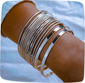 16Pcs Gold Bangle Bracelets for Women - Multi Layer Stackable Textured Bracelets Boho Jewelrys Set.