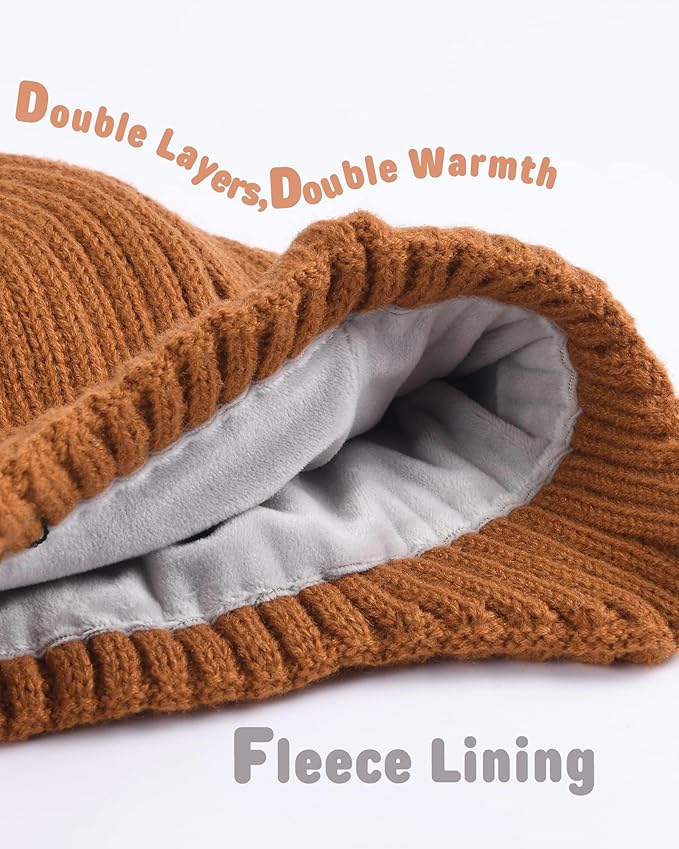Baby Beanie Fleece Lined Toddler Winter Hat with Ear Flaps Little Girls Boys Warm Hats Cute Beanies for Kids