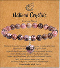MAIBAOTA Healing Crystal Bracelet for Women, 8 mm Natural Gemstone Beaded Bracelet, Love Heart Bracelet Jewelry Gifts for Birthday Mothers Day Valentine's Day Anniversary