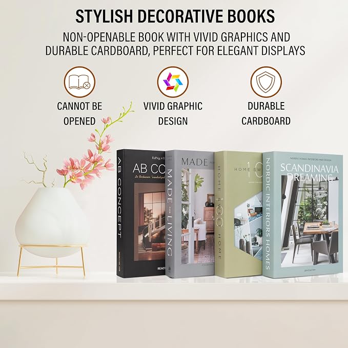 4 Pcs Decorative Books | Faux Olive Coffee Table & Shelf Decor | Earthy - Image 9