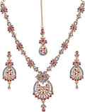 Touchstone Indian jewelry sets for women maang tikka wedding guest gold necklace bollywood jewellery set pageant elegant prom bride accessories western crystal chunky rhinestone necklaces