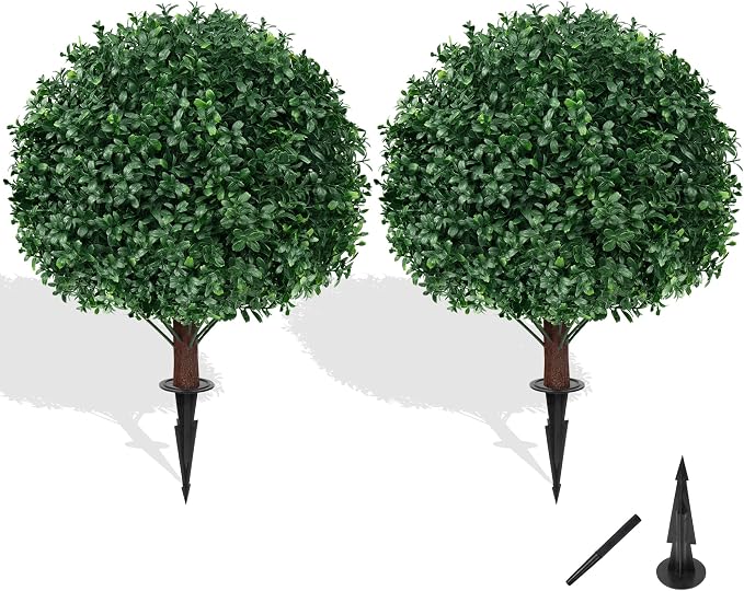 Grooy Artificial Set of 2 UV Resistant Boxwood Topiary Ball by FEELTHENEWWORLD