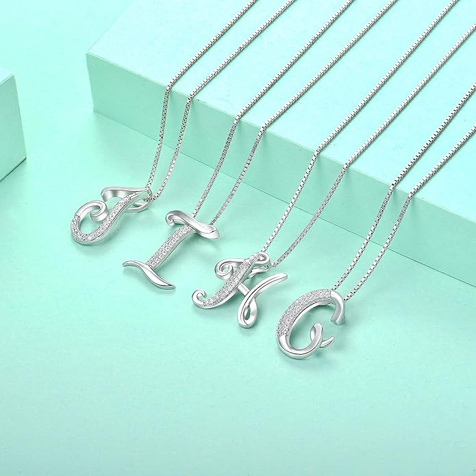STARCHENIE Initial Necklace for Women 925 Sterling Silver Letter A-Z Pendant 26 Alphabet Jewelry