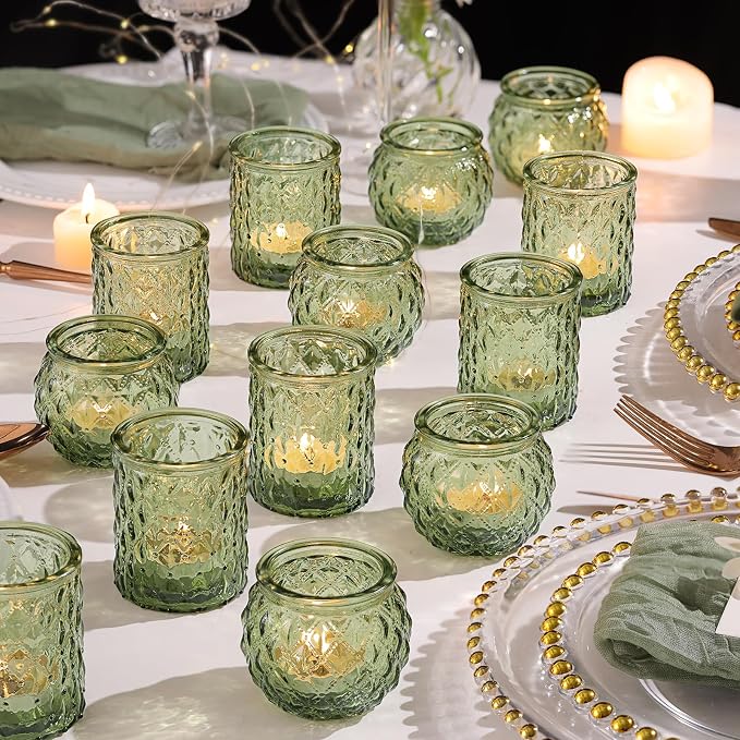 NITIME 36Pcs Assorted Green Votive Candle Holders, Tea Lights Candle Holder by NITIME
