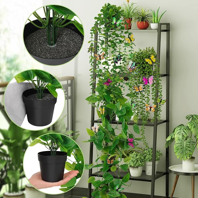 Fake Plants 4 Pack Artificial Hanging Plants Fake Potted Greenery | Faux - Image 5