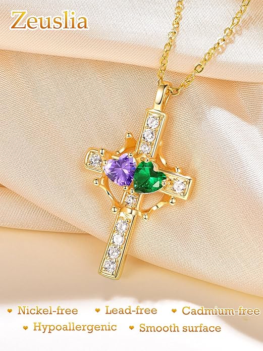 Valentine's Day Gifts for Wife 925 Sterling Silver Double Birthstone Pendant Necklaces I Love You for Always and Forever Necklace Anniversary Birthday Gifts for Wife Girlfriend Mom Her