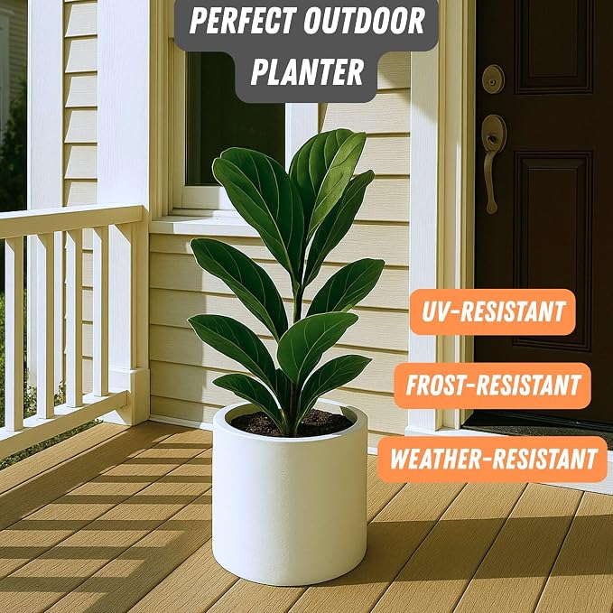 Fox & Fern Large Planter for Indoor or Outdoor, Matte White, 10 Inch | UV & - Image 5