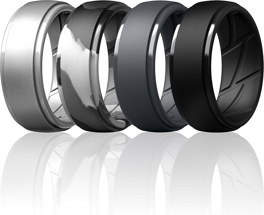 ThunderFit Men's Silicone Rings 10mm Wide 2.5mm Thick Rubber Bands, Breathable, Variety Multipack 1-10