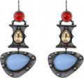 Multi-Color Gemstone Drop Earrings, Dangle Style, Hook Design