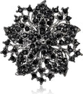 Womens Flower-shape Statement Brooch Pin Crystal Brooch for Women