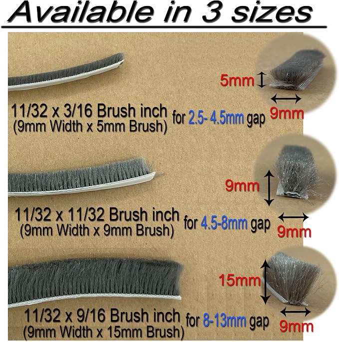 Door Sealers for Door Frame Felt Pile Weatherstripping for Sliding Window - Image 6