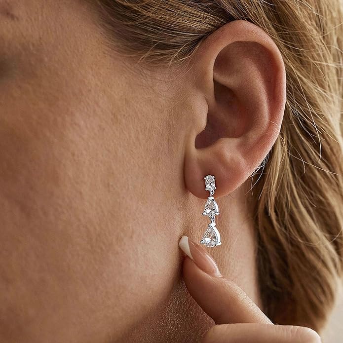 Dangle Drop Earrings for Women Wedding Bridal Rhinestone Long Cubic Zircon Dangling Crystal Chandelier Sparkly 14K Gold Plated Dainty Trendy Jewelry