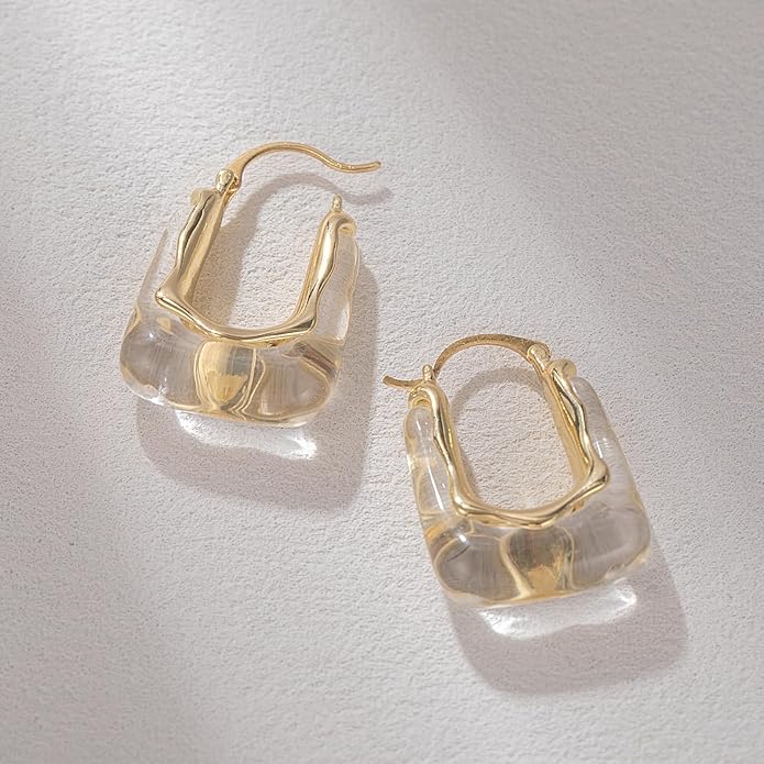 Acrylic Hoop Earrings Chunky Huggie Statement Vintage Earrings Cute Resin Drop Earring Trendy Jewelry Gifts for Women