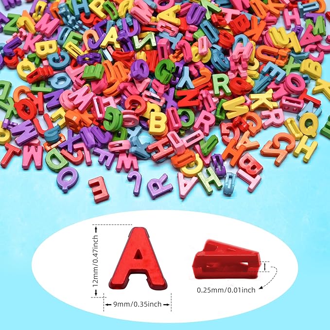 700+ Pieces 9x12mm Big Large Alphabet Letter Beads A-Z Mixed Plastic Shape Loose Beads for Jewelry Making Bracelets Necklaces Key Chains (Classic Solid Colors)