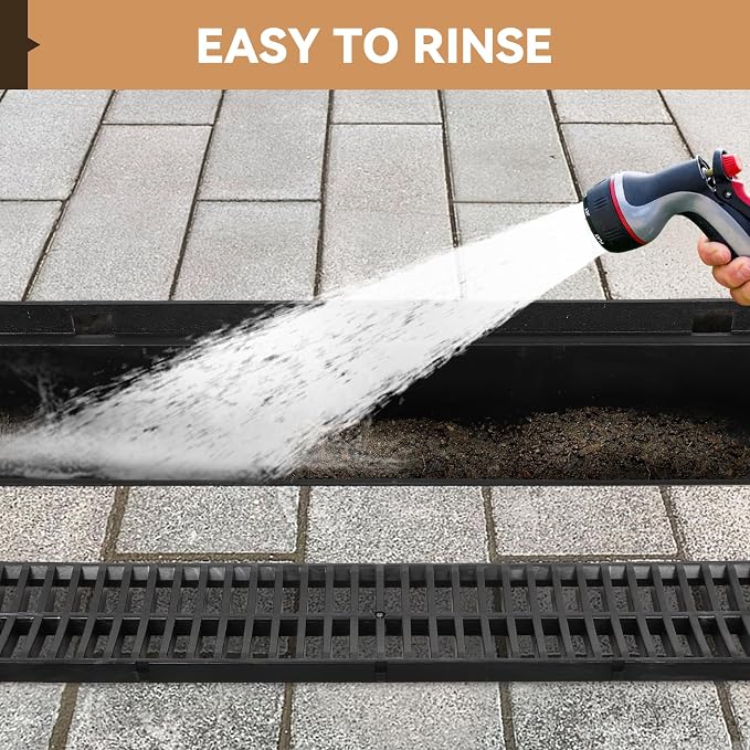 FAHKNS 6 Pack Trench Drain System, 5.9x5.1x39 Inch HDPE Drainage Trench - Image 5