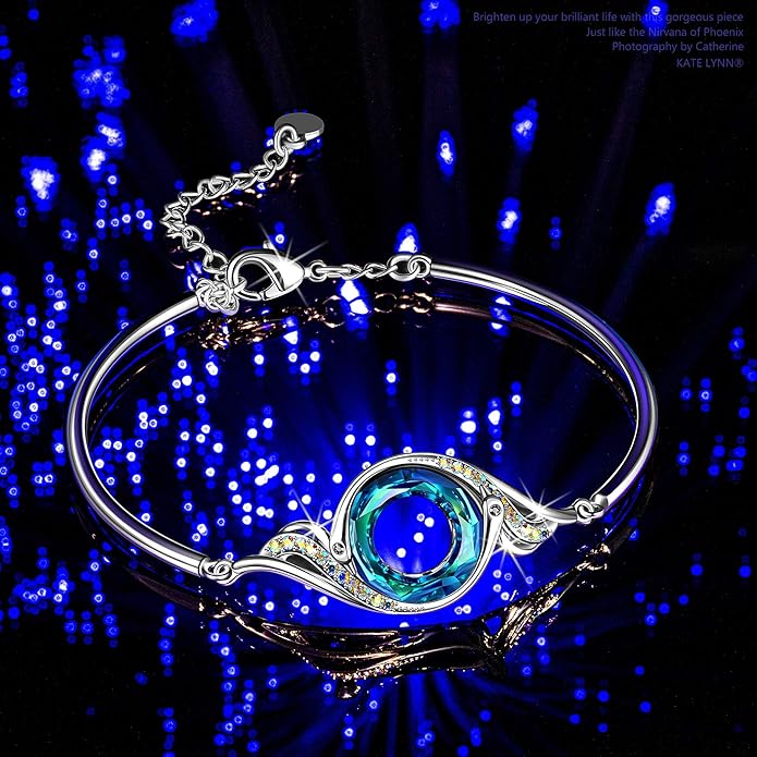 Kate Lynn "Rise From the Ashes" Phoenix Bracelet Made with Crystals from Austria, Adjustable Bangle Bracelet for Women 7"+2", Packaged with Jewelry Box, Birthday Gift for Women, Symbol of Luck and Renewal