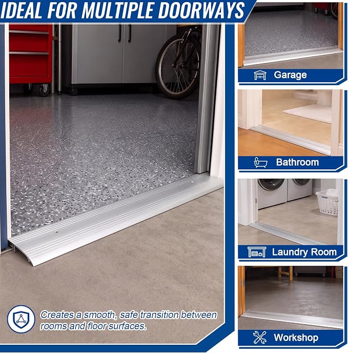 Tandefio 2 Pcs 3-1/2" x 5/8" x 36" Door Threshold Heavy Duty Aluminum and Vinyl - Image 5