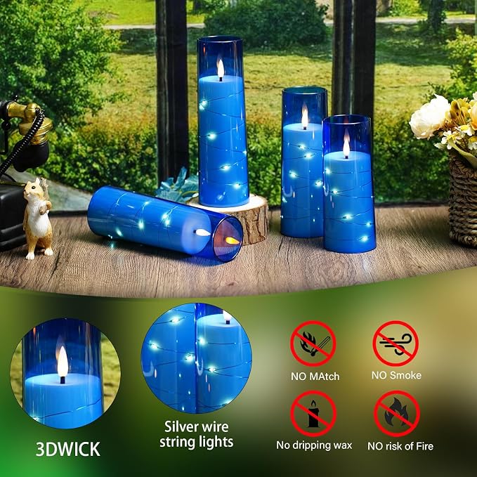 Flameless Candles, with Embedded Star String, Battery Operated Candles - Image 4