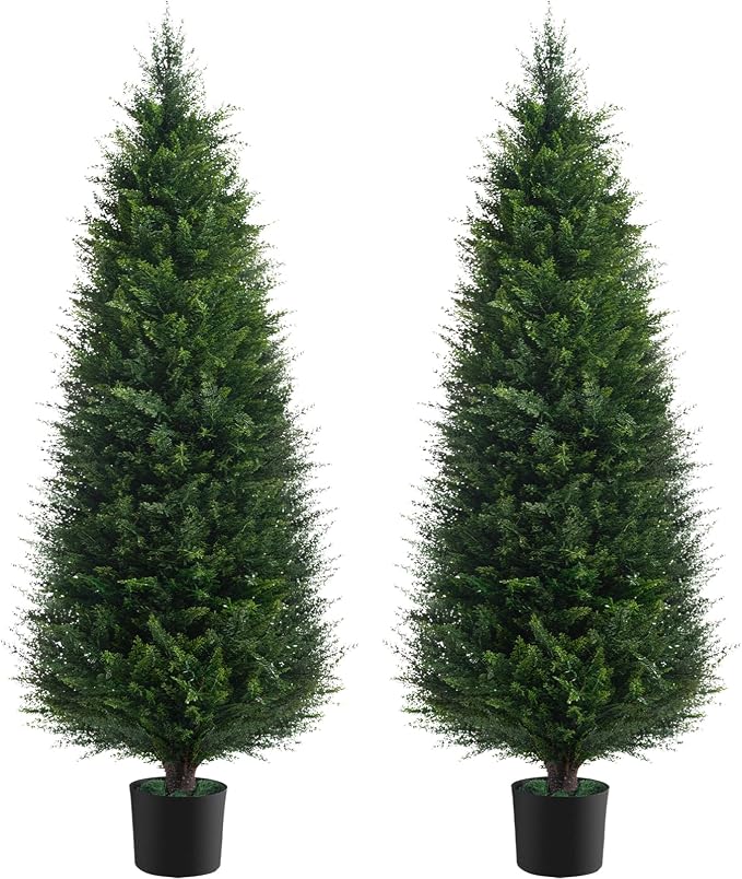 Chillchard 2Pack 5FT Artificial Cedar Tree, UV Resistant Fake Pine Tree | by Chillchard