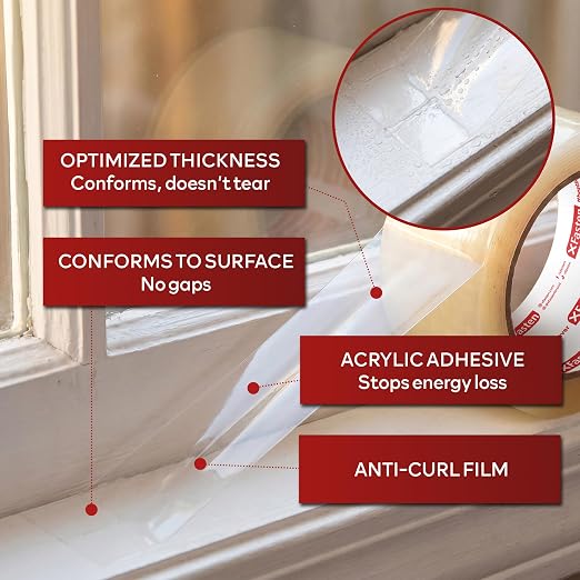 XFasten Transparent Window Weather Sealing Tape, 2-Inch x 30 Yards, No Residue - Image 3