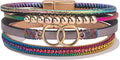 FANCY SHINY Boho Leather Wrap Bracelet Stackable Infinity Chunky Cuff Bracelets Western Hippie Outfits Jewelry Valentine Gifts for Women