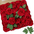 AmyHomie Dark Red Rose 100pcs Real Looking Artificial Flowers w/Stem | Bouquet by AmyHomie