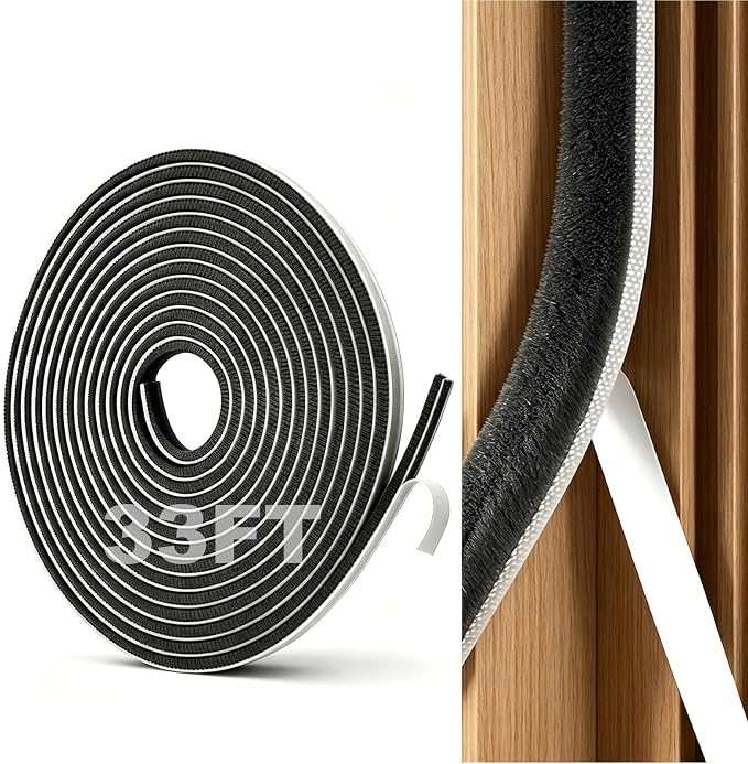 Strong Self-Adhesive Brush Weather Stripping Door Seal Strip | 0.35" Wide x by Unknown