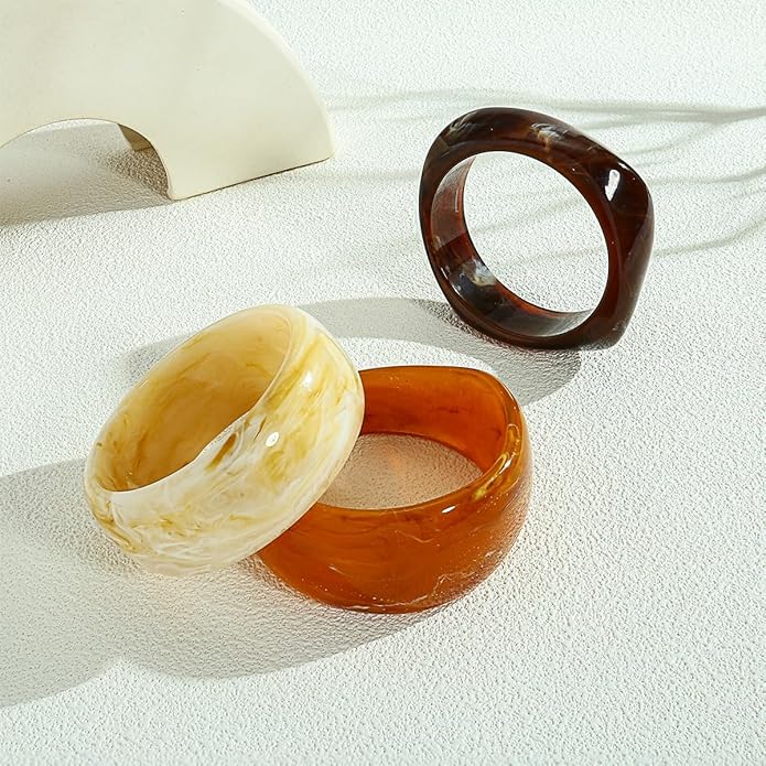 LILIE&WHITE 3 PCS Acrylic Resin Bracelet For Women Trendy Chunky Bangle Bracelets Fashion Colorful Bracelet Jewelry Gift