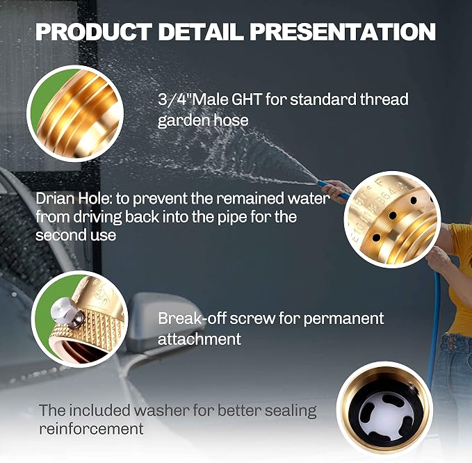 4 Pack Brass 3/4" Inch GHT Hose Bibb Backflow Preventer Vacuum Breaker | - Image 4