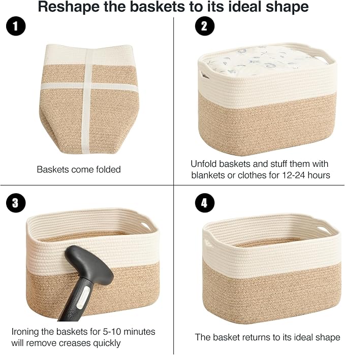 ICERZCZ Large Storage Baskets for Organizing Shelves, Woven Cotton Rope Bins - Image 7