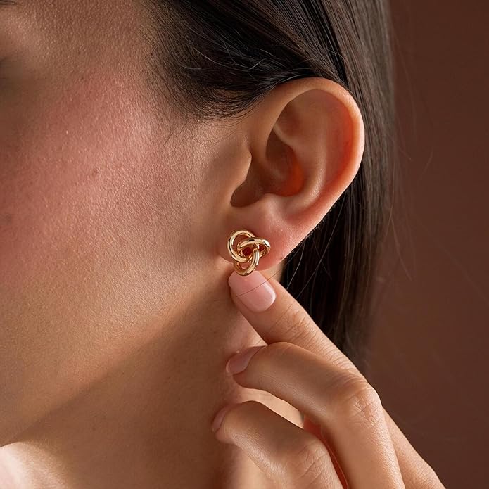Gold Knot Earrings for Women Trendy Stud Earrings Chunky Statement Drop Dangle Earrings Lightweight Hypoallergenic Jewelry Women Christmas Gifts