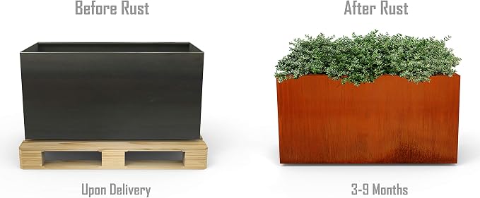 Large Rectangular Planters for Outdoor Plants | Extra Large 84x18x24 Corten - Image 7