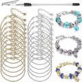 20 Piece Snake Chain Charm Bracelet with Helper, Adjustable Snake Charm Bracelet with Heart Lobster Clasp Extender Chain DIY Charm Chains for Women Christmas Gifts Jewelry Making