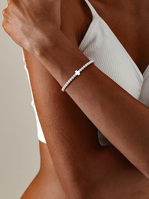 Gold Bracelets for Women 14K Gold Beaded Bracelets Stackable Bracelets for Women Gold Charm Bracelet Non Tarnish Gold Jewelry for Women Trendy