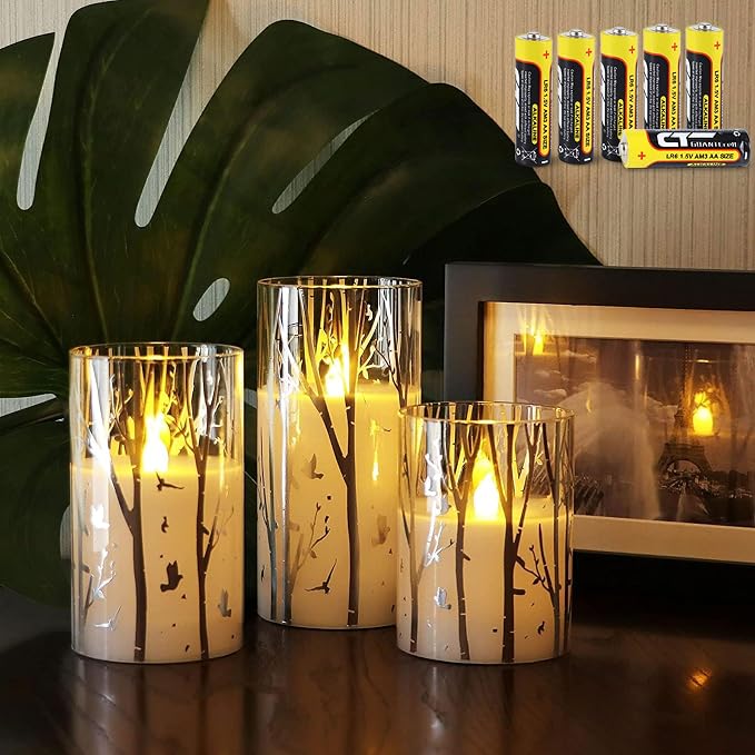 Rhytsing Birch Design Glass Battery Operated LED Candles by Rhytsing