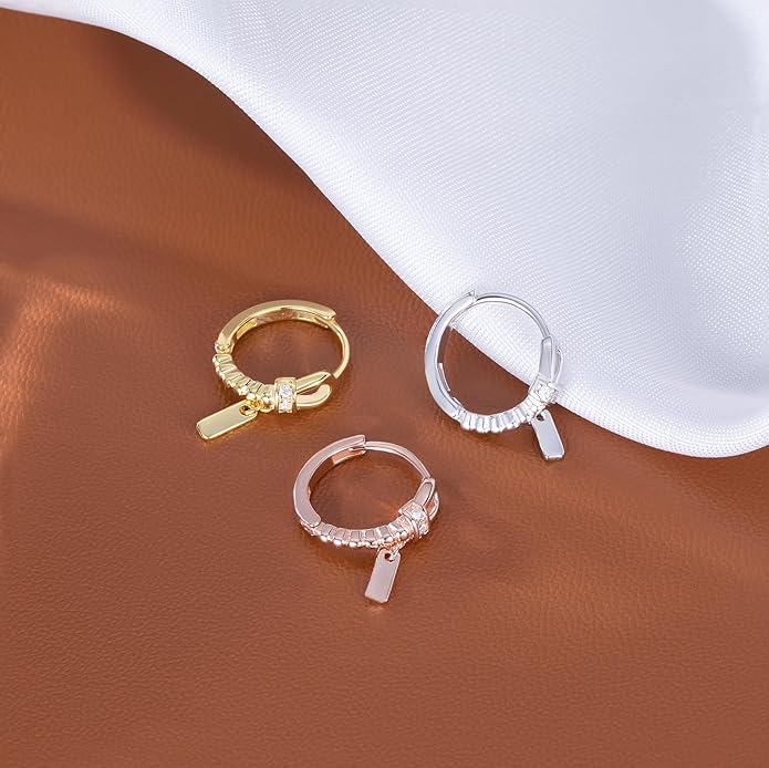 Reffeer Solid 925 Sterling Silver Minimalist Hoop Earrings for Women Teen Girls CZ Hoop Earrings Cartilage Helix Hoop Earrings Huggie