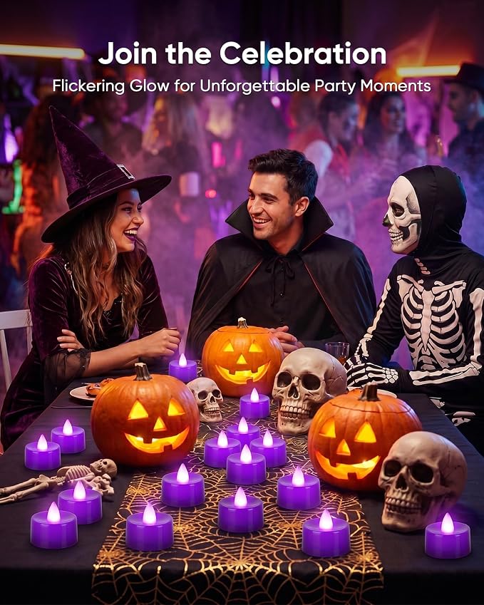 Homemory 24-Pack Purple Flameless Battery Tealight Candles, 200+ Hours | - Image 7