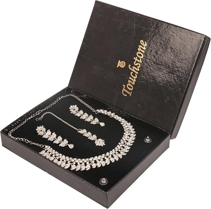 Touchstone Indian wedding jewelry set gold traditional necklaces for women statement rhinestone sets hollywood glamour style crystal stone bridal costume golden necklace