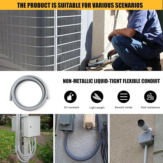 1 inch 6 Foot Liquid-Tight Conduit Kit, Flexible Non Metallic Electrical - Image 6