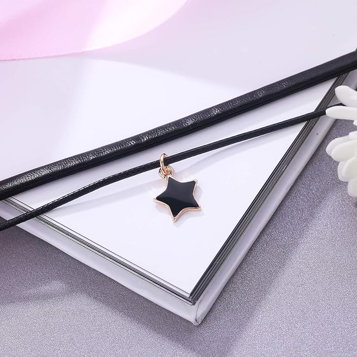 Yonhon Black Choker Necklace for Women,Gold/Siver Tone Choker Necklace with Elegant Pendantant