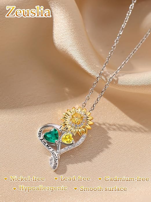 Valentine's Day Gifts for Wife 925 Sterling Silver Double Birthstone Pendant Necklaces I Love You for Always and Forever Necklace Anniversary Birthday Gifts for Wife Girlfriend Mom Her