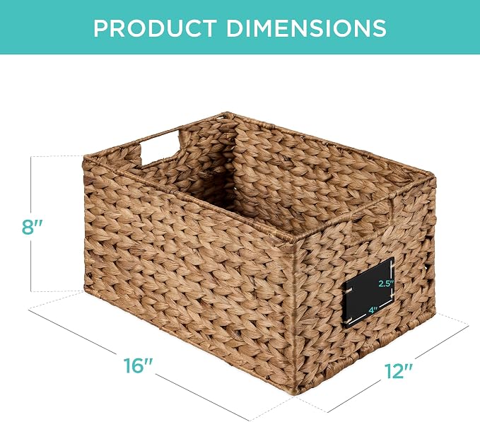 Best Choice Products Pantry Baskets Set of 2 16x12in Water Hyacinth Storage - Image 7