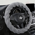 Luxury Fluffy Winter Car Steering Wheel Cover for Women Soft Warm Cute Auto Accessories for Jeep, Truck, Van, F150, Universal, Fuzzy, Anti Slip, Gray, Large Size, 15.2-16in