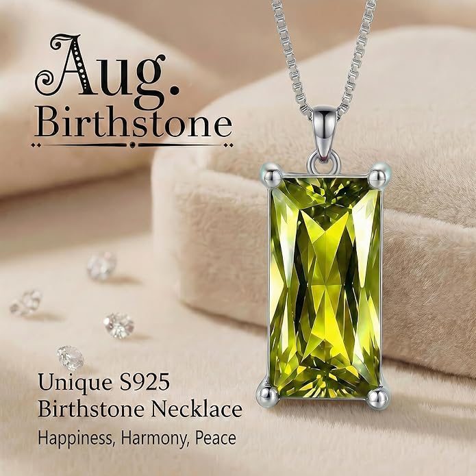 Minimalist Square 8mm×16mm Birthstone Sterling Silver Necklace - Hypoallergenic, Lightweight, Gift for Her