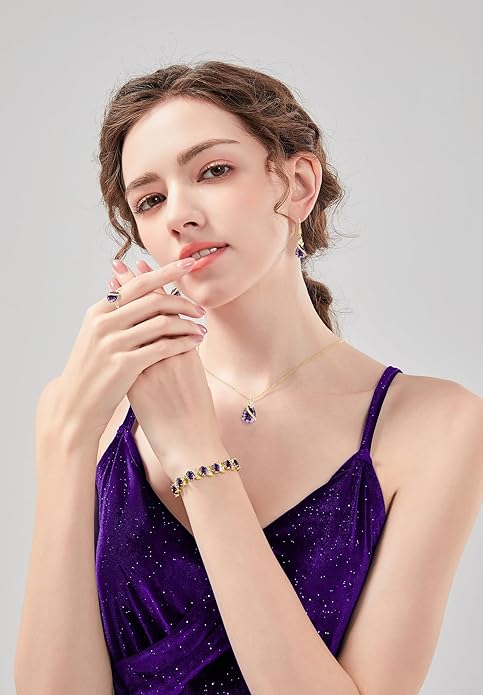 GZWHD Jewelry Set for Women CZ Earrings Necklace Ring Bracelet Set Prom Party Wedding Jewelry Gift for Mother Friend Wife