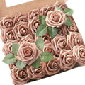 Artificial Flowers 25pcs Real Looking Warm Taupe Foam Fake Roses by Floroom